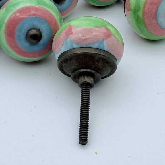 Set of 10 Handpainted Pastel Ceramic Drawer Cabinet Knobs - Picture 4 of 6